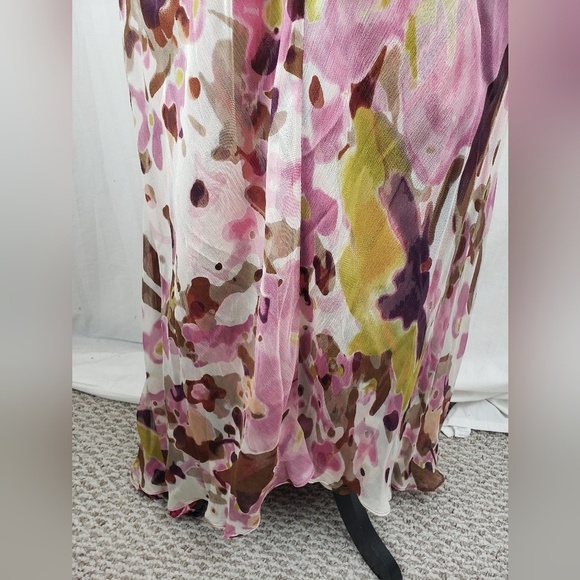 NWT Guess By Marciano Floral Pink & Brown Spagetti Strap Women's Maxi Dress Sz L - Picture 4 of 11
